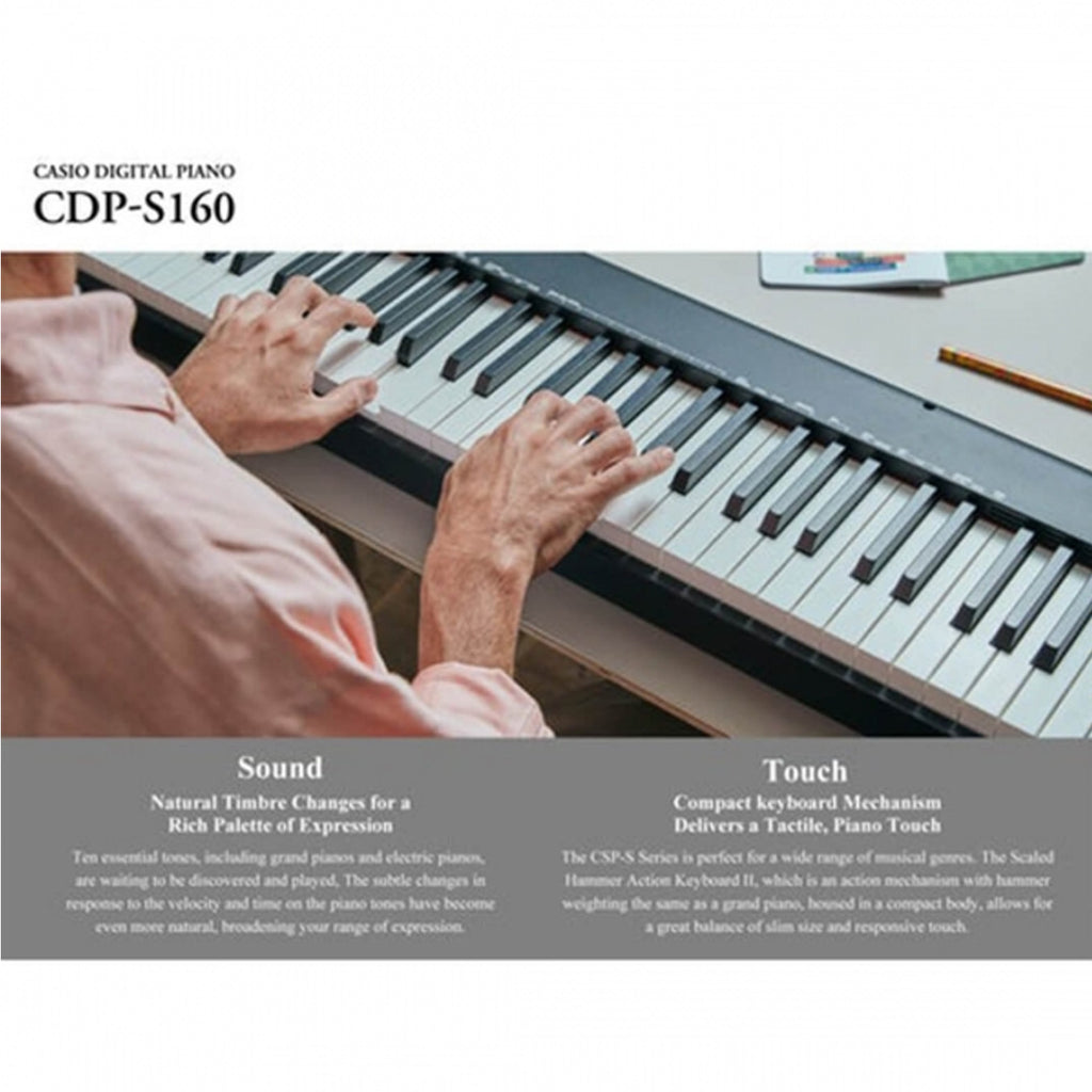 CASIO CDP-S160 BK 88-KEY DIGITAL PIANO with CS-470P Stand and Three pedal Unit