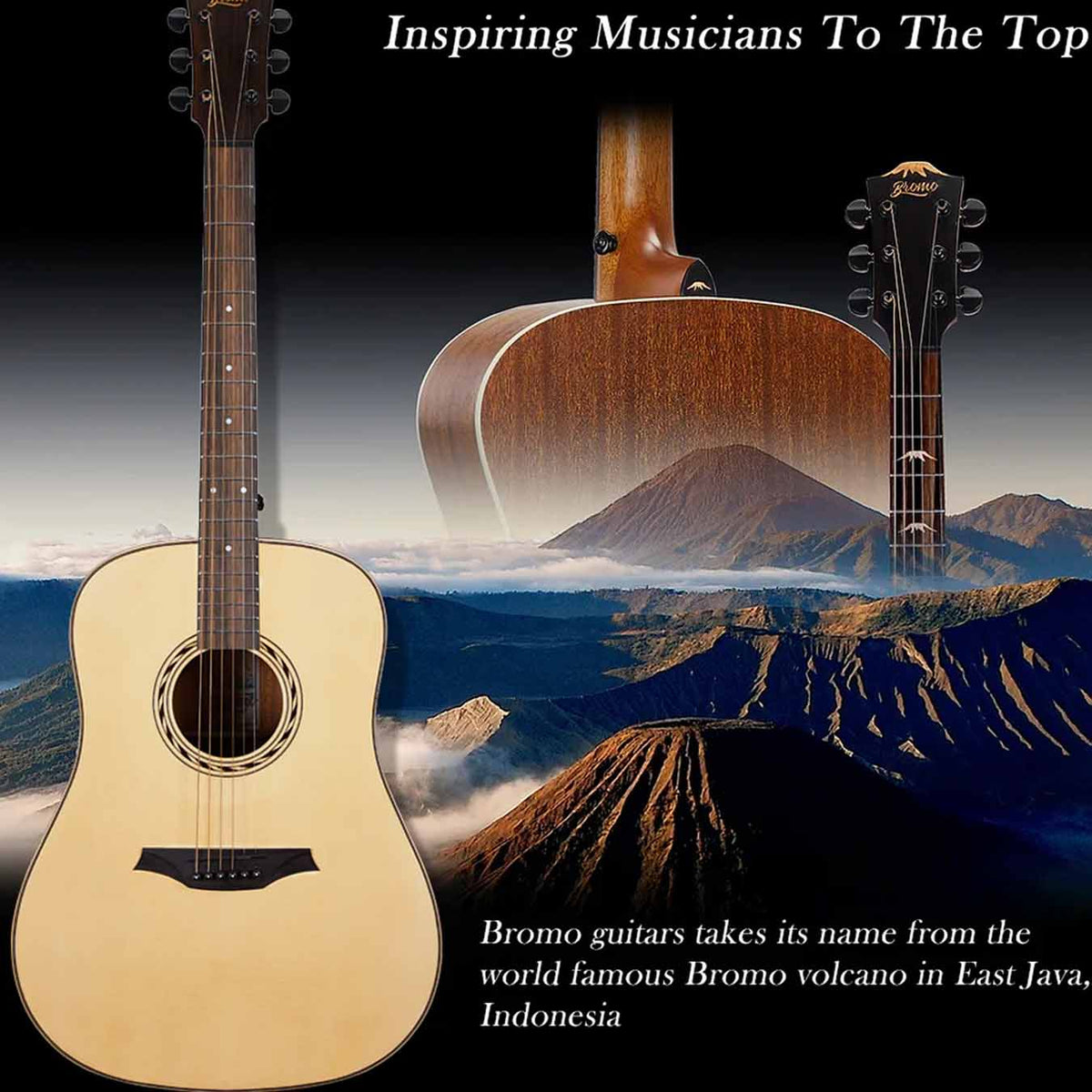 Bromo BAT1 Dreadnought Acoustic Guitar-Natural