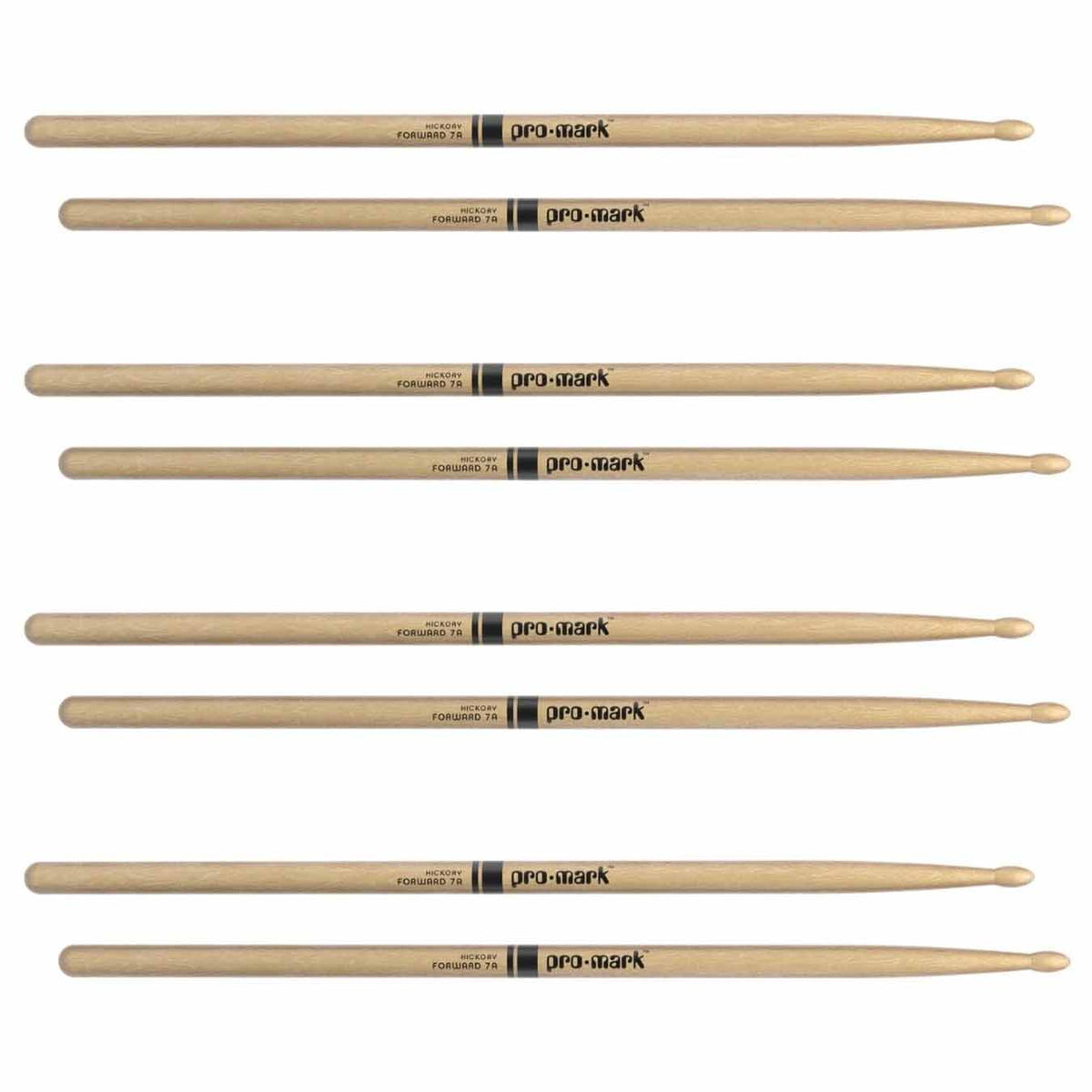 Promark Hickory Drumsticks - 7A - Wood Tip - 4-pack