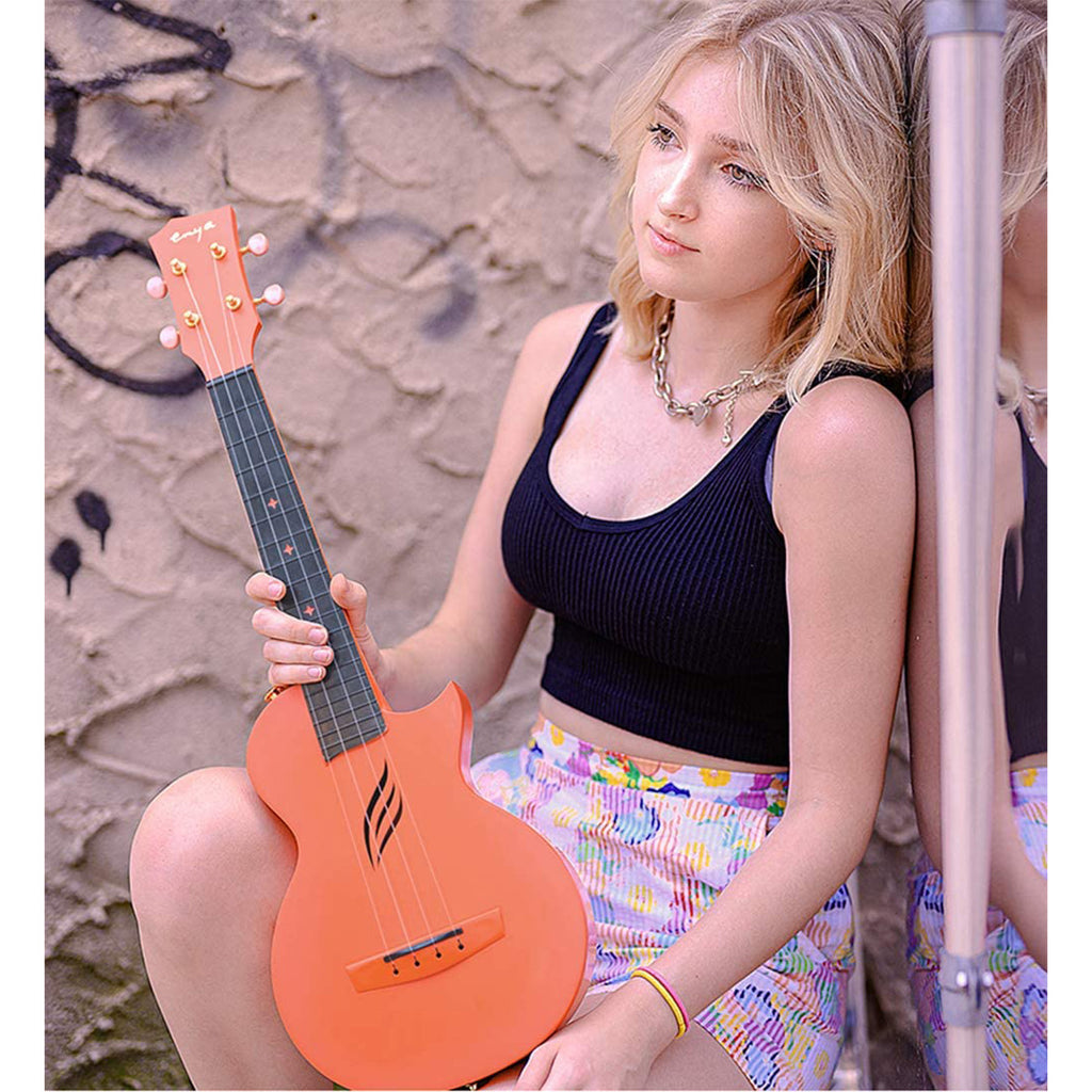 Enya Concert Ukulele Nova U Carbon Fiber Travel Ukulele with Beginner Kit includes online lessons, case, strap, capo and stri