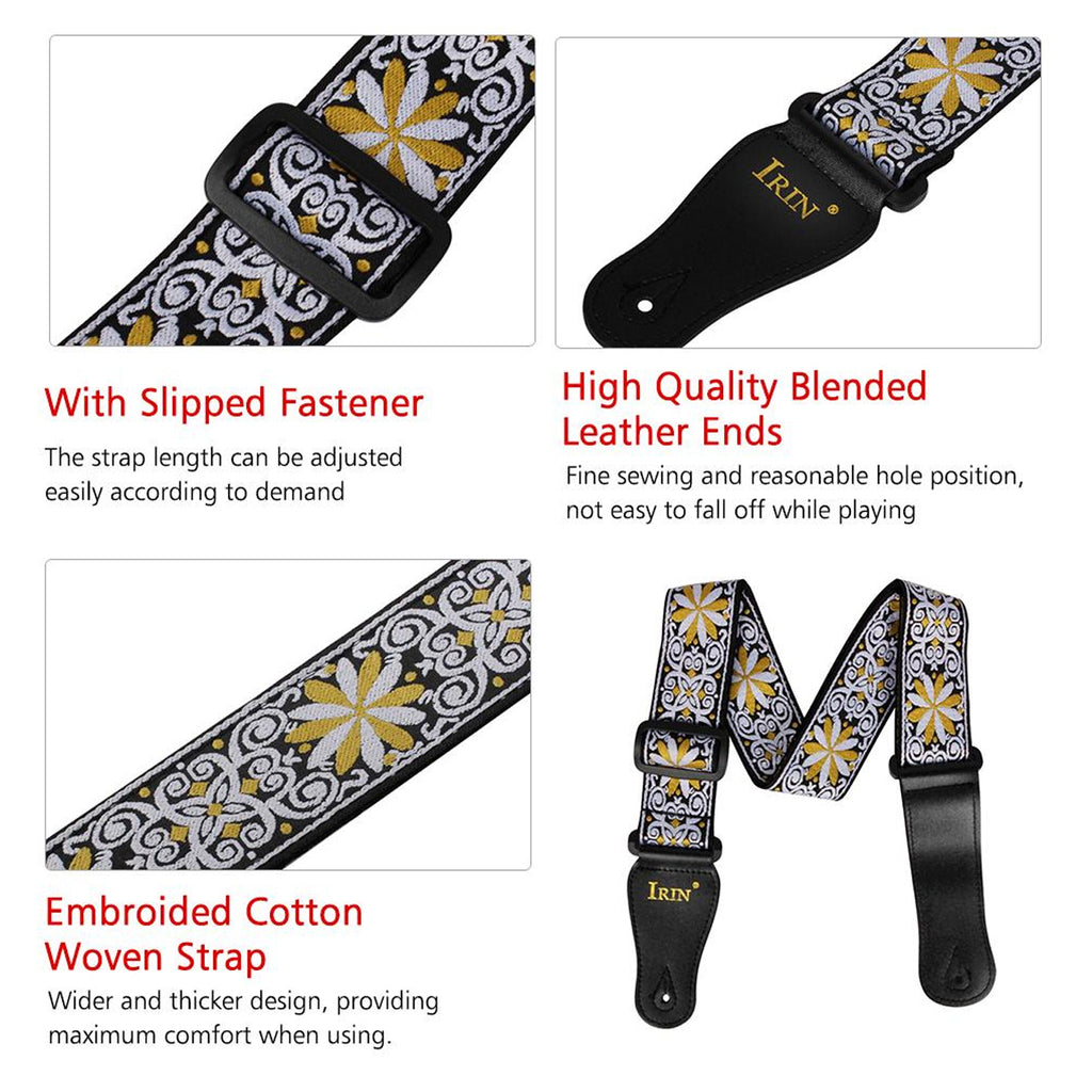 Irin Rockyou woven Guitar Strap for Acoustic Electric & Bass Guitars / heavy metal pattern
