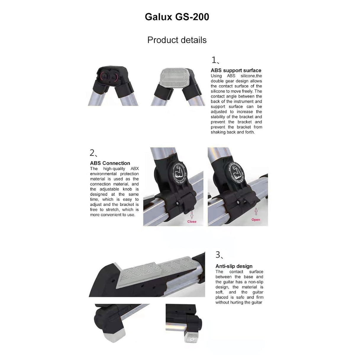 Galux GS-200 Guitar Stand - Silver