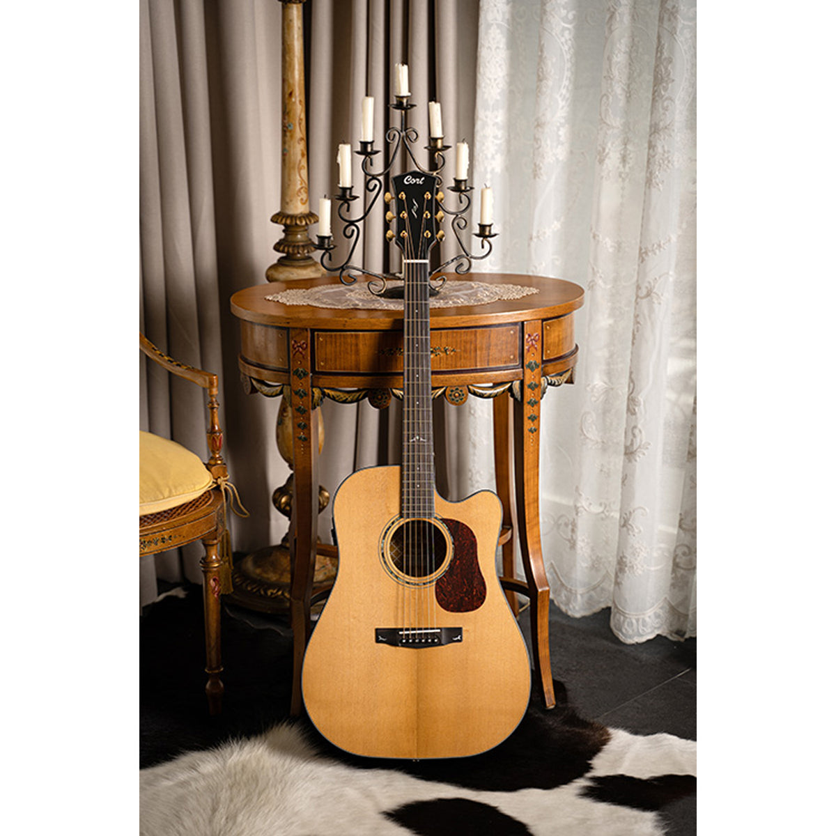 Cort GOLD DC6 Semi Acoustic Guitar with Carry Bag - Natural