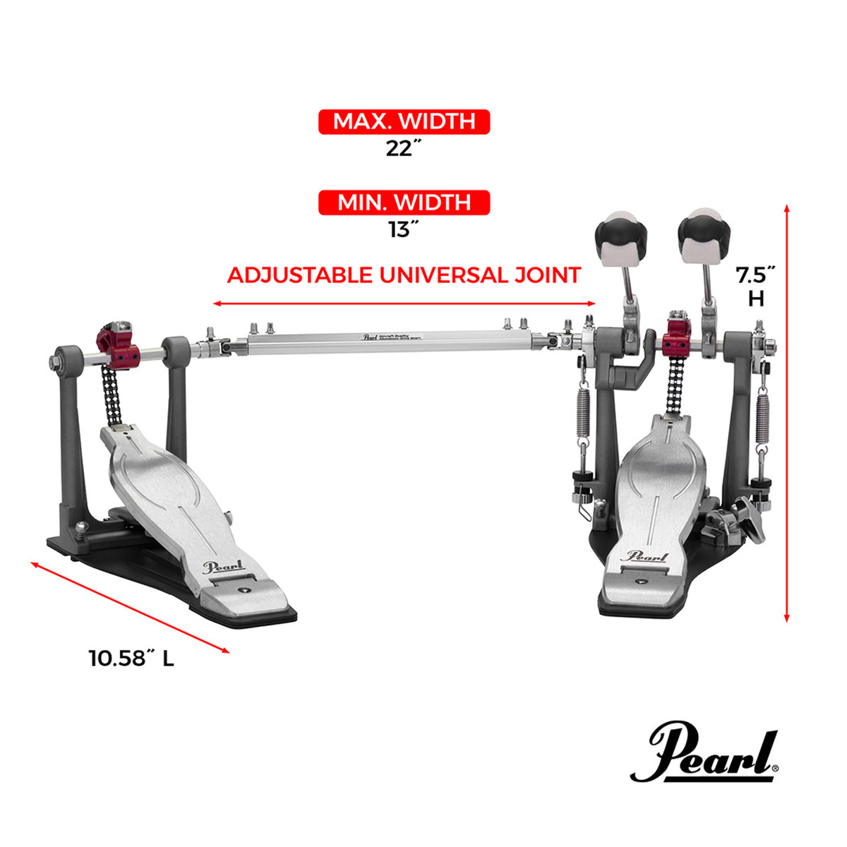 Pearl Eliminator Solo Series P1032R Red Double Pedal
