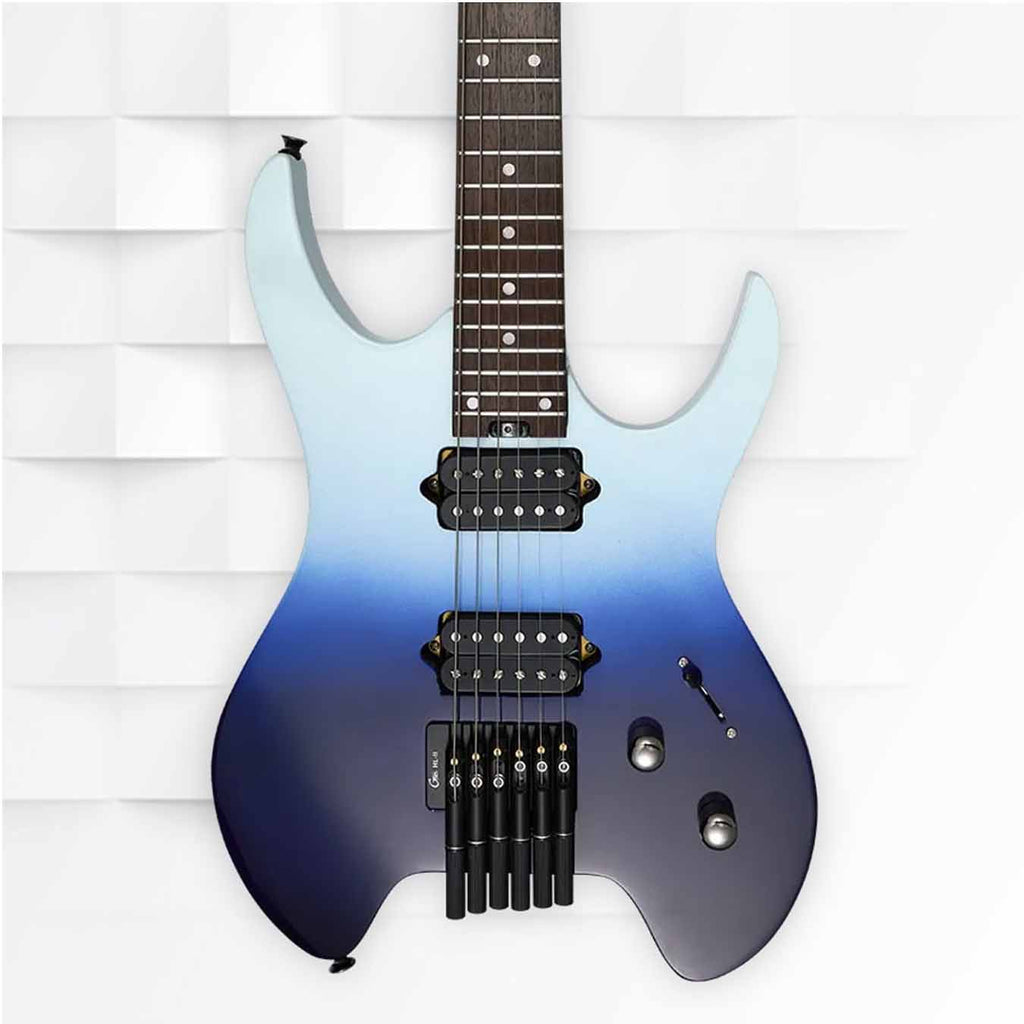 Mooer MHL 50 Headless Electric Guitar - Sky Blue Gradient