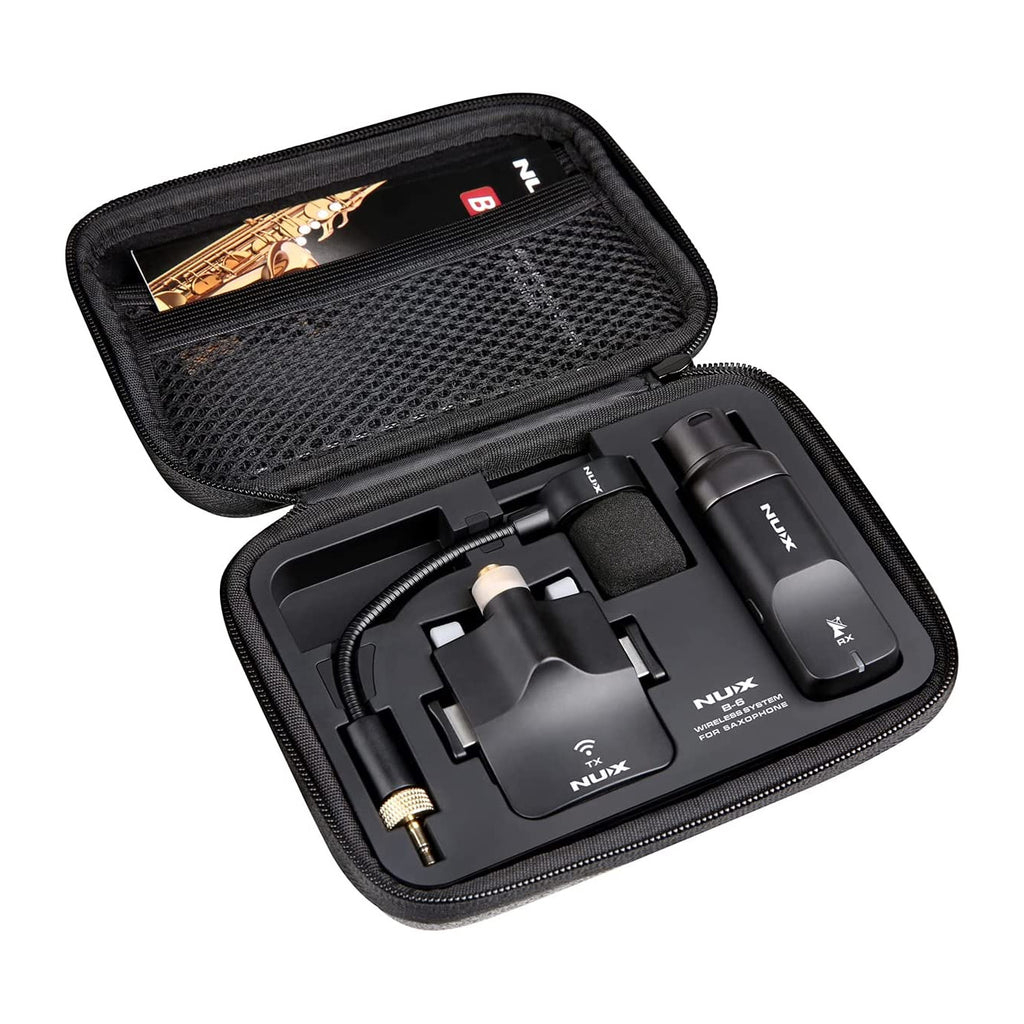 NUX B-6 Saxophone Wireless System with Charging Case,Operation Range of 20 Meters,High-Resolution 24- bit/44.1kHz Audio,2.4GH
