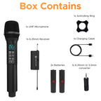 DIGIMORE UHF Wireless Microphone System with in-Built Sound Card | Voice Change, Echo, Bass Etc. | 150ft Range | for House Pa